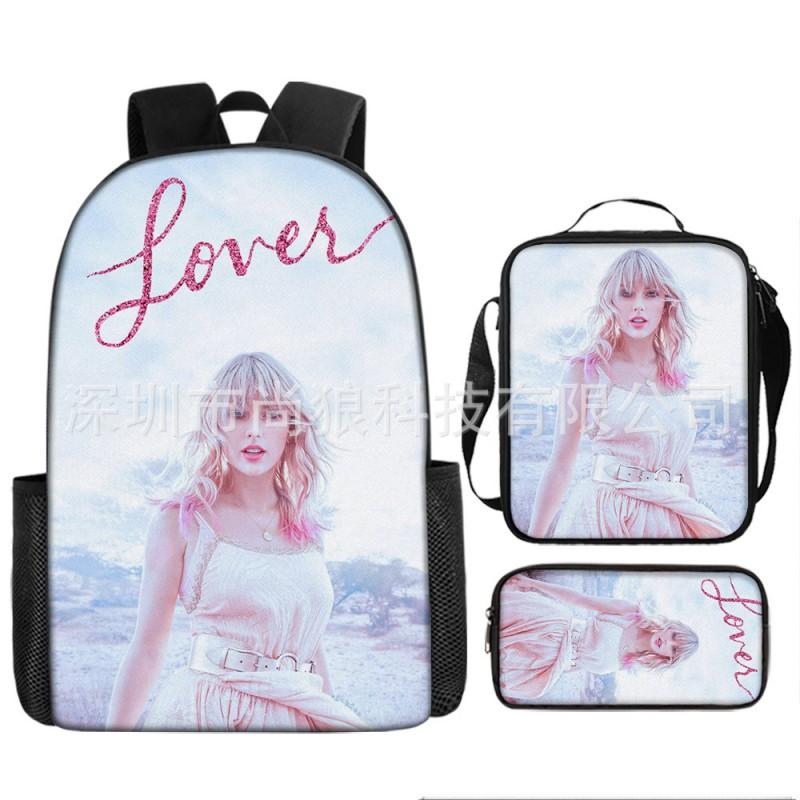Taylor Swift Themed Kids School Backpack Set Elementary Students Oxford Fabric Breathable Lightweight With Padded Straps