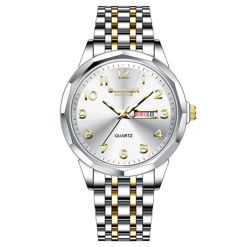 GUANQIN Men's Watches Casual Trend Fine Steel Original Brand Quartz Wristwatch for Man Waterproof Luminous Date Week Fashion New