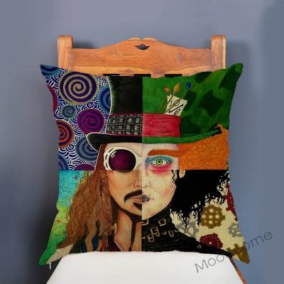 18" Alice In Wonderland Mad Hatter Cheshire Cat Children Fairy Tale Home Decoration Throw Pillow Case Cotton Linen Cushion Cover