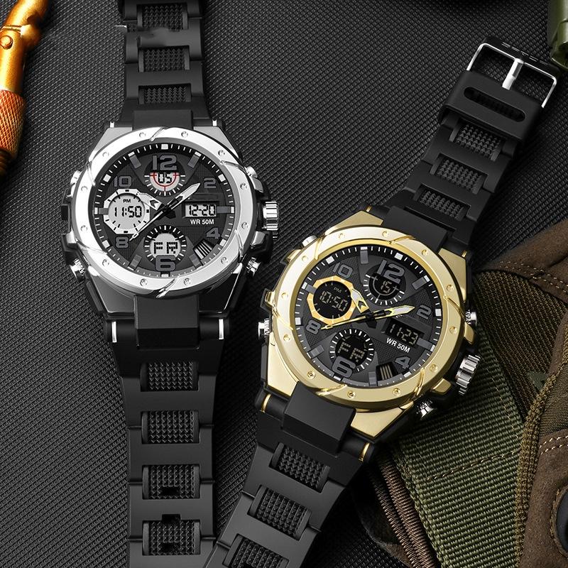 Utendørssport Herre Kvarts Militær Vanntett Klokker G Stil Dobbelt Display LED Digital Herreklokke