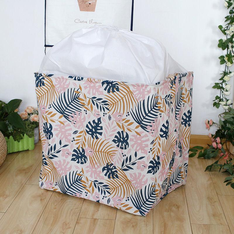 Extra Large Cotton Linen Home Debris Storage Bag Fresh Printed Pattern Clothes Dustproof Organizer Dormitory Quilt Finishing Bag