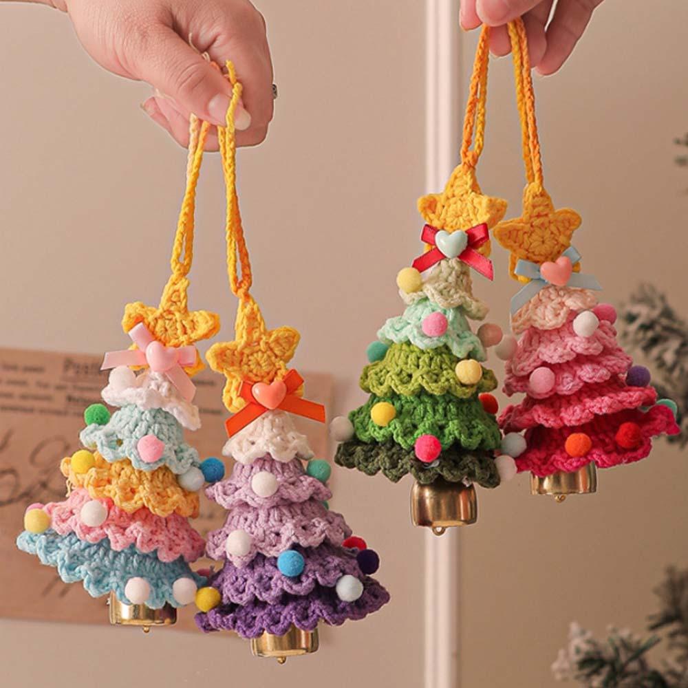 

Cartoon Christmas Key Ring Soft Gradient Knitted Ornaments Christmas Tree Pendant Festival Gifts Style5