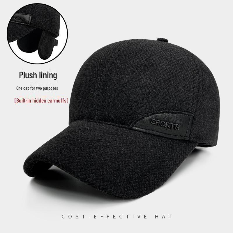 Men's Winter Ear Protection Duckbill Cap - Thick Velvet Warm Baseball Hat for Seniors