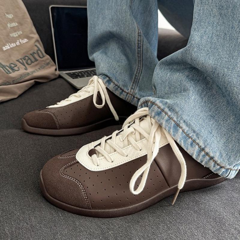 Fashion Niche Design Ballet Style Soft Soled Men's Low Top Casual Shoes 2025 Autumn New Color Block Retro Comfortable Versatile sneakers