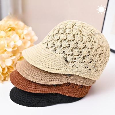 New Hat Women's Spring and Summer Cap Design Sense Niche Hollow Small Head Circumference Women's Ice Silk Hat Beret