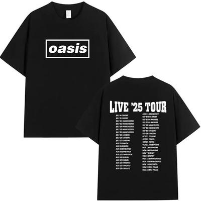 OOasis Live 25 Tour TShirts Mens Women Casual High Quality Cotton T Shirt British Fans Gift Short Sleeve Tshirt Streetwear