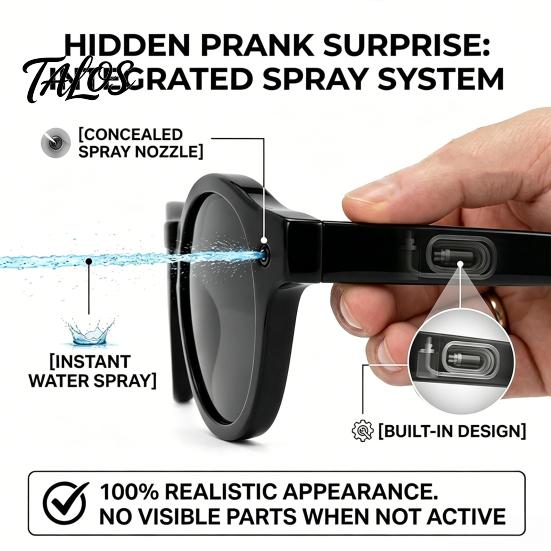 Secret Water Spray Glasses Prank Glasses, Novelty Squirting Sunglasses, Round Sunglasses Garden Outing with Hidden Spray, Fun Toy for Parties Kids And