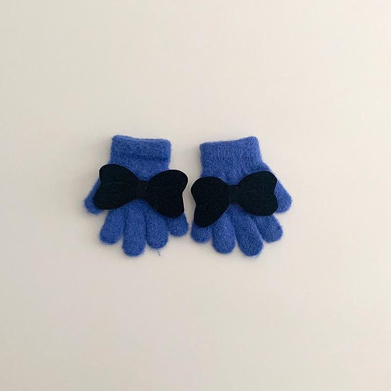 Bow Children's Gloves Sweet Koran Knit Winter Gloves for Girls Warm Cold-Proof Mittens with Fashion Design Cute Kids Wear