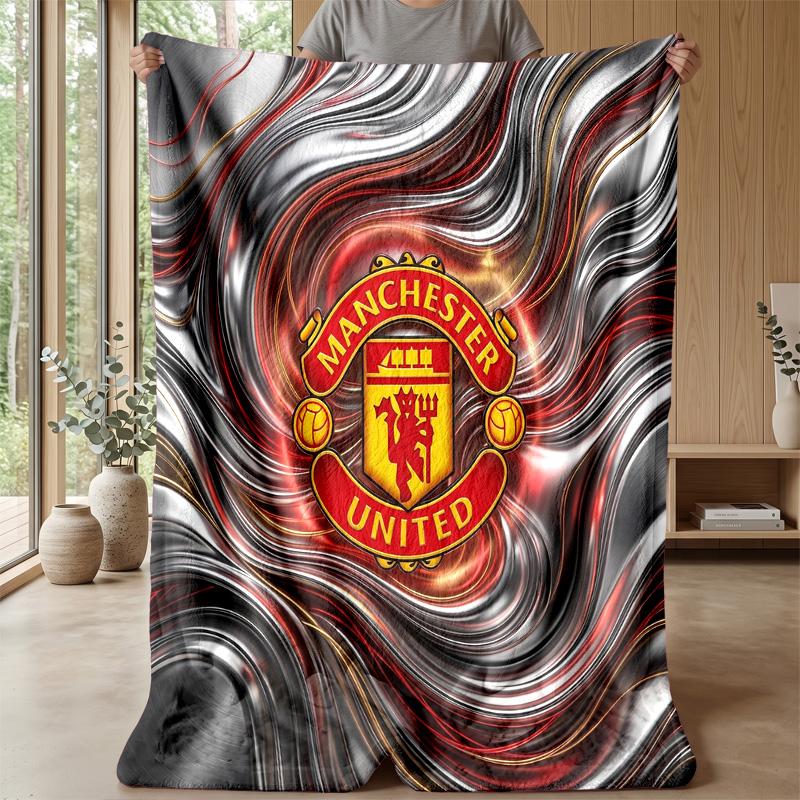 Manchester United Theme Blanket Soft Flannel Blanket Plush Throw Blanket Cozy Sofa Bed Blanket for Home Decor