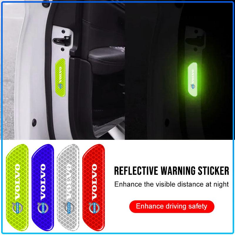 4PCS Car Door Safety Warning Reflective Mark Sticker Car Styling For Volvo XC60 XC90 S60 S80 S40 V40 V60 V70 V50 XC70