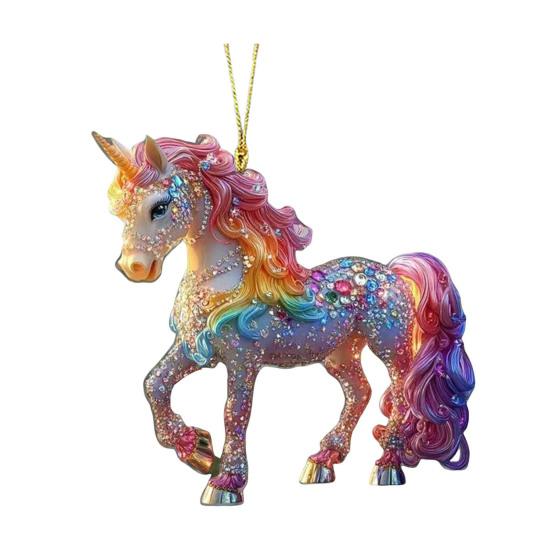 Horse Ornaments for Christmas Tree 2D Acrylic Sparkly Rhinestone Horse Hanging Ornament Gift for Women Girls Horse Lovers