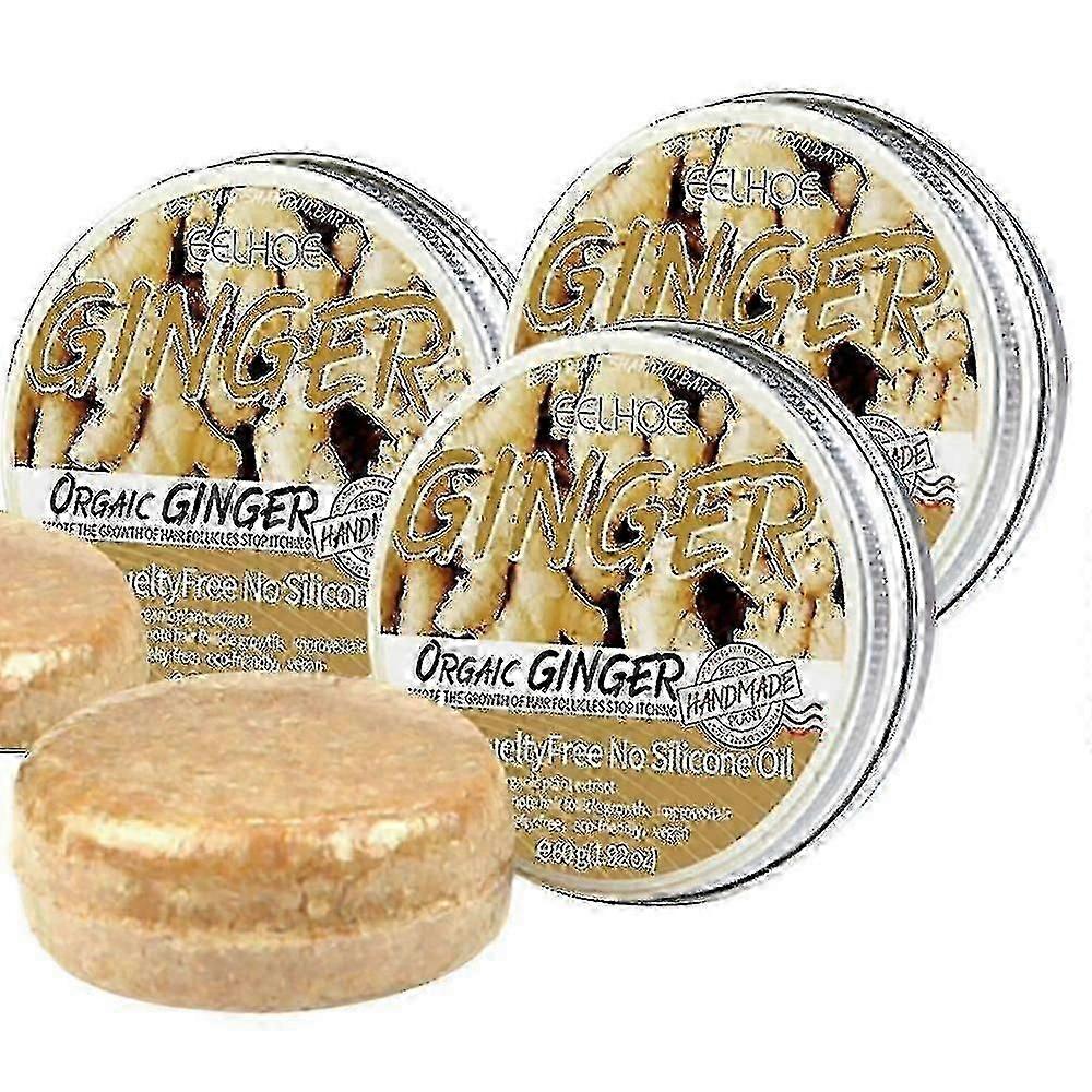 3pcs Natural Ginger Hair Regrowth Shampoo Bar, Promotes Hair Growth, Anti Hair Loss Shampoo Soap---Code10226