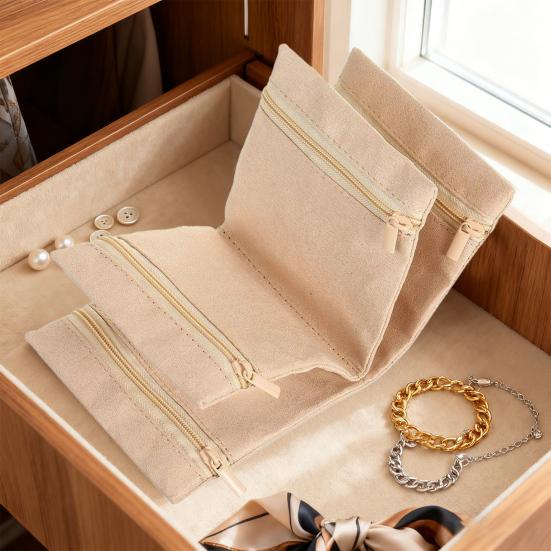 Jewelry Storage Bag Rings Earrings Bracelet Necklace Storage Pouch Foldable Zipper Closure Travel Jewelry Organizer