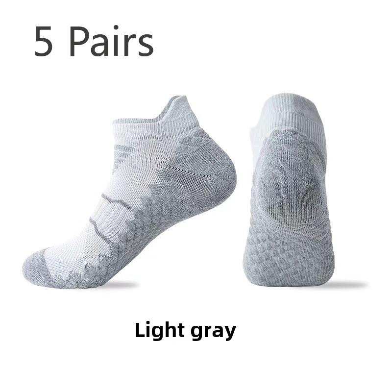 

5 Pairs Men and Women Four Season Massage Bottom Professional Sport Solid Color Boat Socks L сірий колір