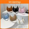 Elegant Solid Color Crescent Bag With Soft Pu Material And Chic Chain Handle For Women