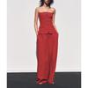 Tube Top Vest-Style off-the-Shoulder Vest 2010783 5063730 Mid-Waist Pleated Pants 3152433 1255434