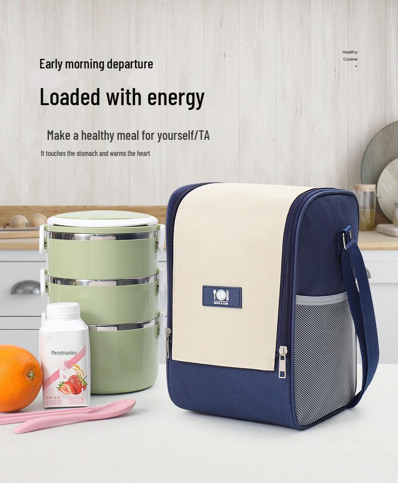 Large Insulated Bento Bag with Wide Opening for Students and Work