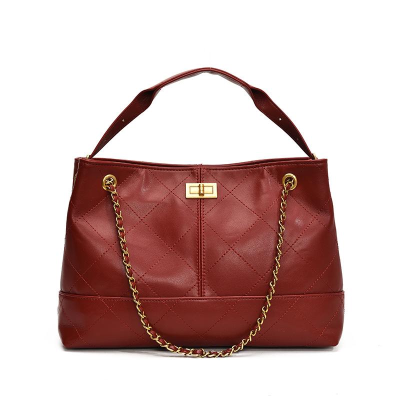 Lingge Chain Large Capacity Bag, New Fashionable Small Fragrant Style Crossbody Women's Bag, Retro Commuter Tote Bag