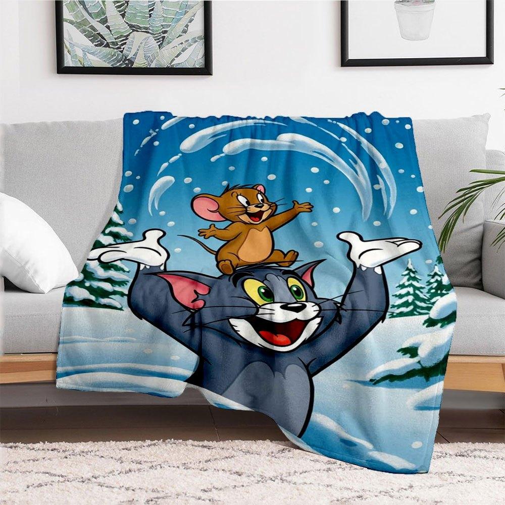 

Tom & Jerry Winter Fun Snow PosterBlanket Flannel Throw Blanket for Sofa, Bed, Travel, Camping, Office 100x150cm
