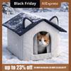 Durable Warm Outdoor Cat House Waterproof Moisture-Proof Base Stray Cat Shelter Windproof Enclosed Design Winter Cat Nest Garden