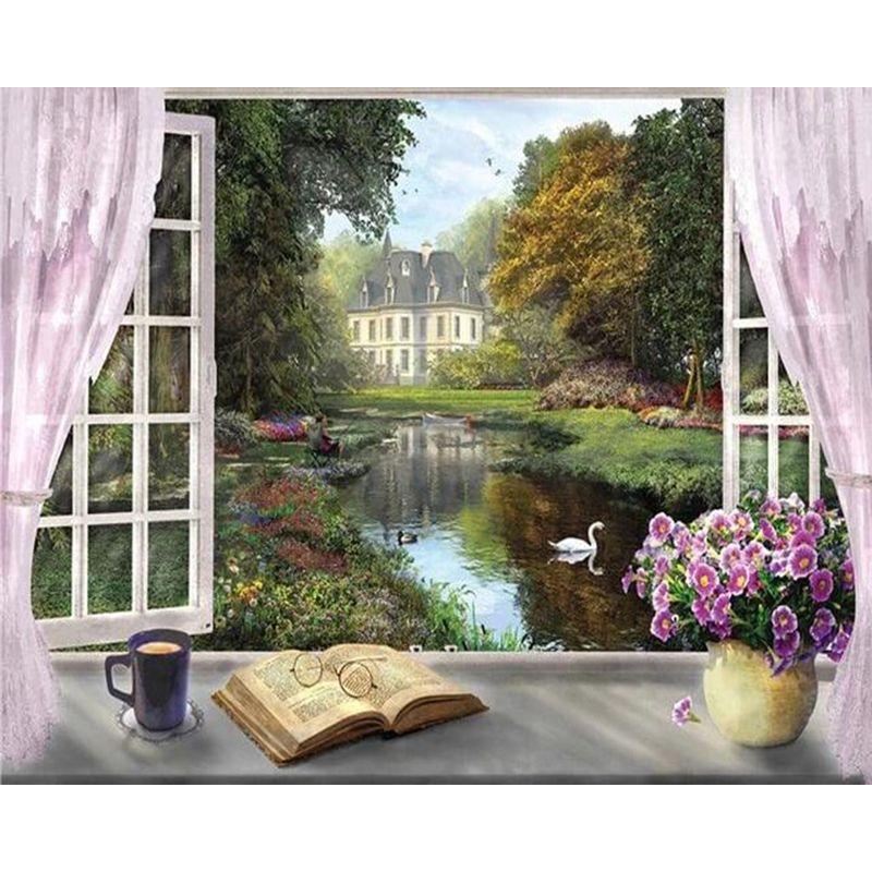 

Набор для алмазной живописи «сделай сам», настенный декор, пейзаж за окном, хобби для детей, 5D Алмазная вышивка Full Round 20x30CM