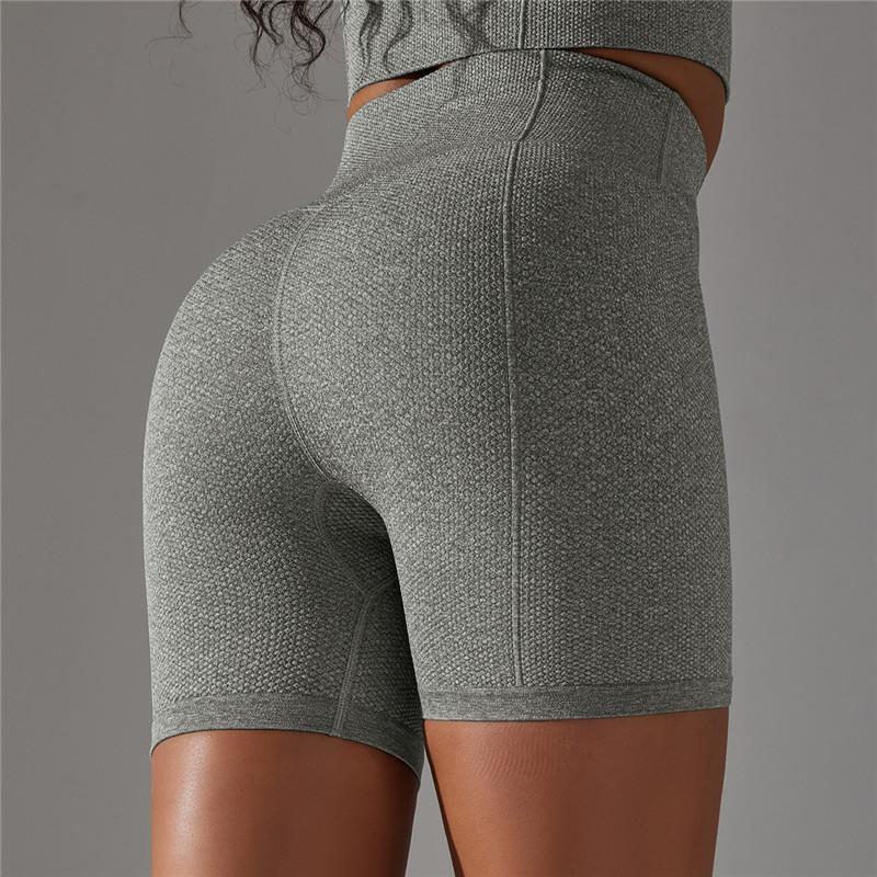 Nessaj Seamless Knit High Waist Yoga Shorts Running Fitness Breathable Quick Drying Yoga Shorts