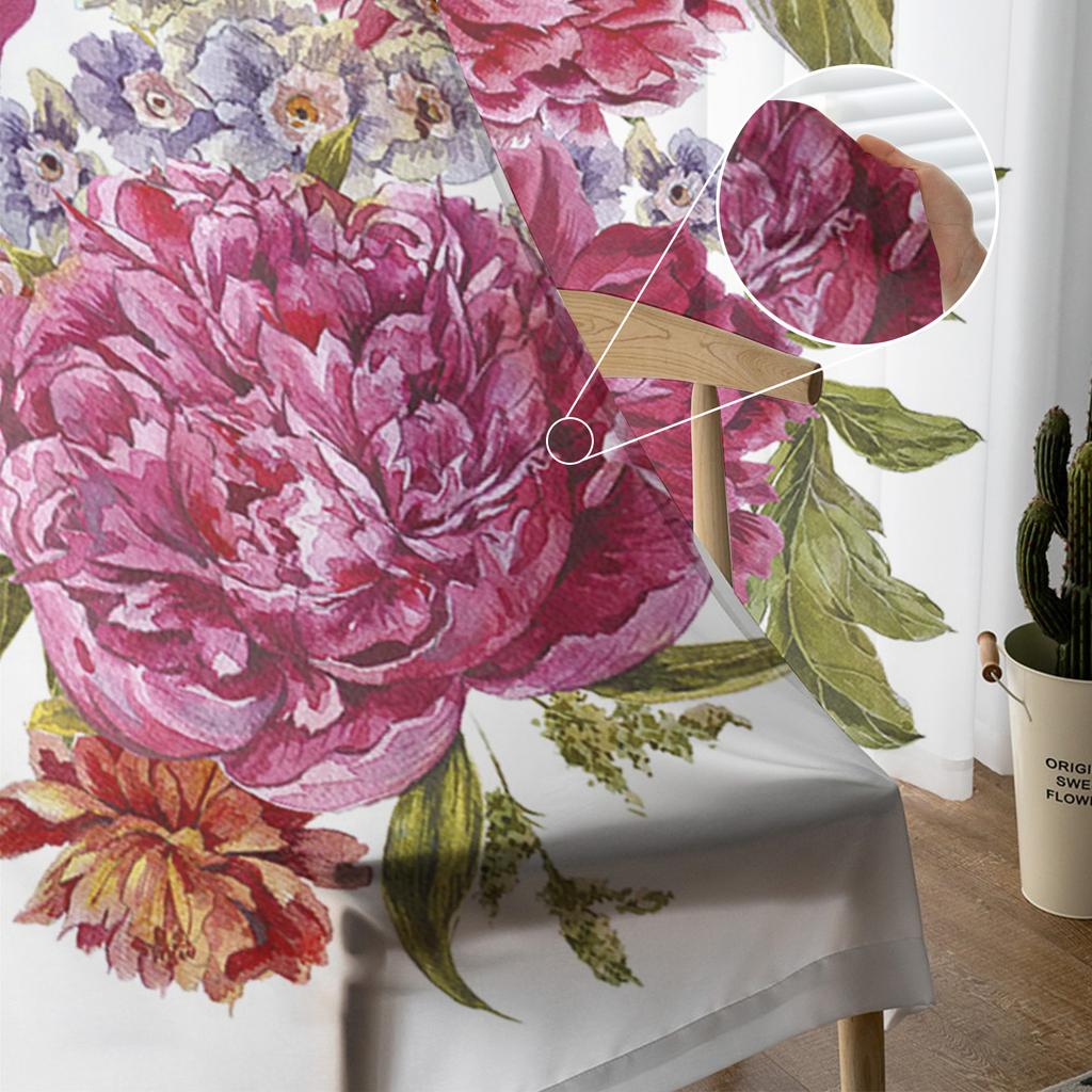 Pink Flower Leaves Modern Tulle Curtains For Living Room Bedroom Home Kitchen Window Sheer Curtains