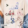 Cat Shirt, Floral Cat Comfort Colors Shirt, Cute Kitten Shirt, Cottagecore Cat Tee, Wildflower Cat Art, Cat Lover Gift