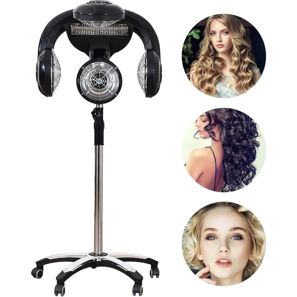 Professional Hair Dryer, 1400W Professional Infrared Hair Color Processor with Wheels, Standing Hair Dryer Infrared Lamp