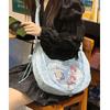 Pink Cute Womens Shoulder Bag Pleated Love Heart Lolita Jk Ita Bag Drawstring Ballet Style Sweet Fashion Female Handbag