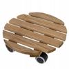 Round Wooden Stand, Trolley On Wheels, Brown