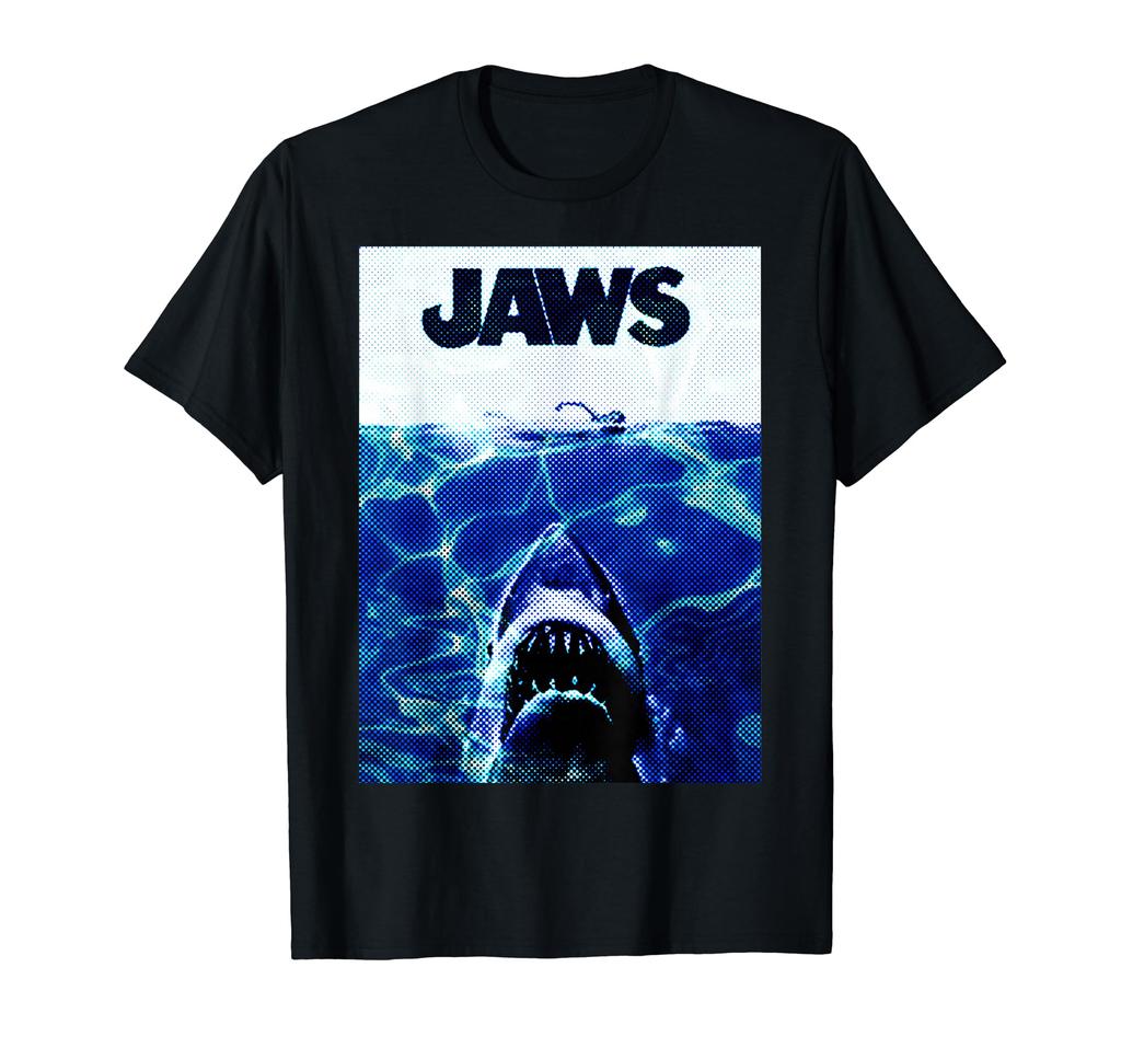 Jaws 50th Anniversary Poster Blue Halftone 2-Sided T-Shirt
