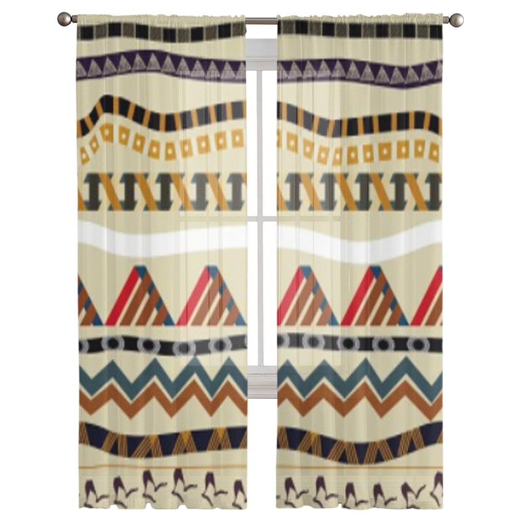 Elemente des ethnischen Stils, luxuriöse Chiffon-Vorhänge für Wohnzimmer, Schlafzimmer, Dekoration, Fenster, Voiles, Tüllvorhang