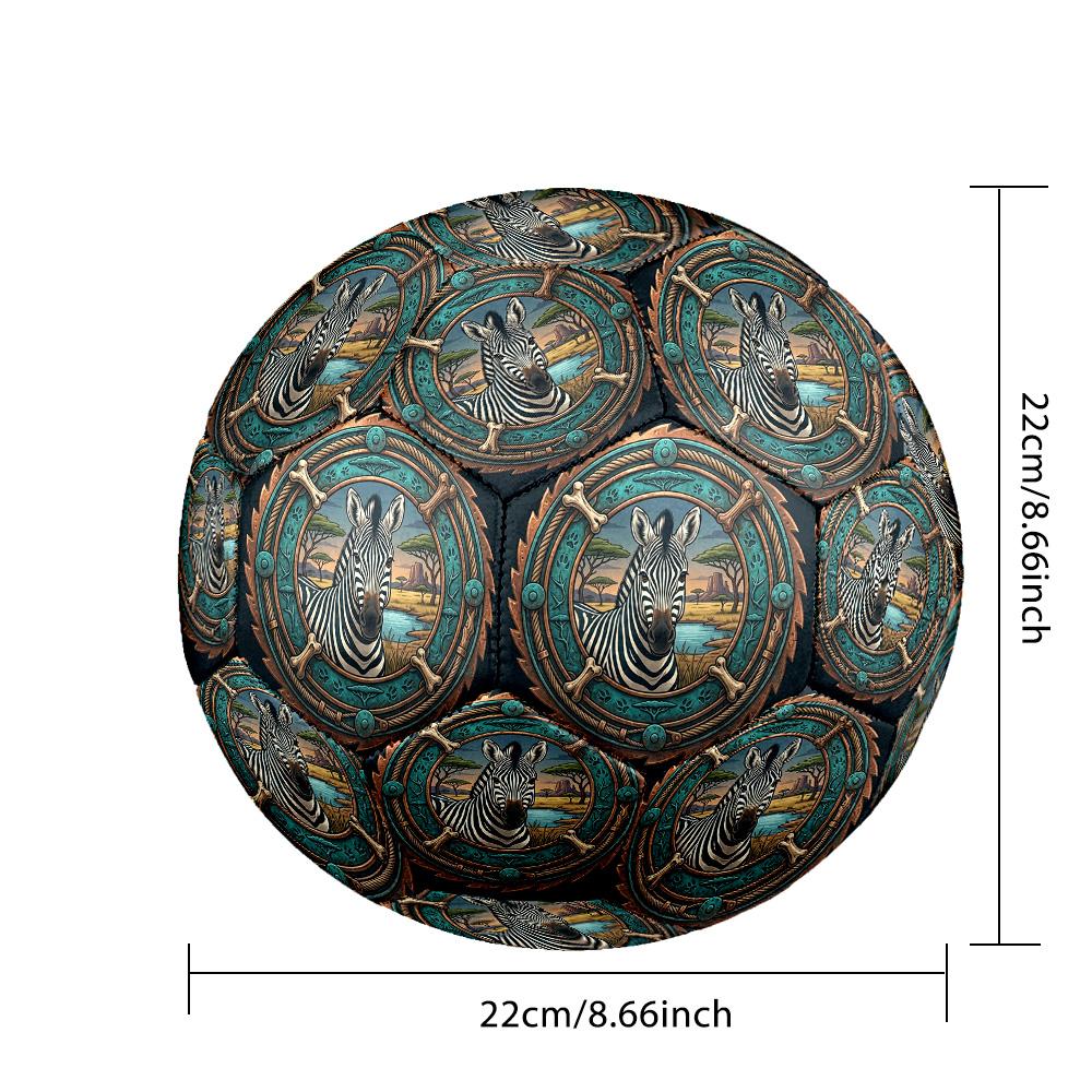 African Zebra Emblem Round Football Size 5 Adult Ball Suitable for Training Matches and Outdoor Team.