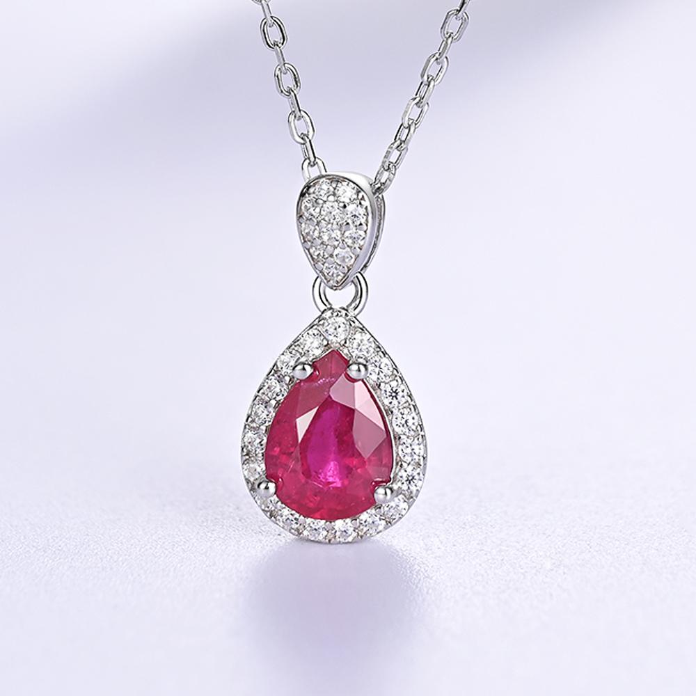 Exquiste Silver Ruby Pendant Necklace Small Elegant Designs S925 Silver Natural Gemstones Fine Jewelry for Women Daily Wear