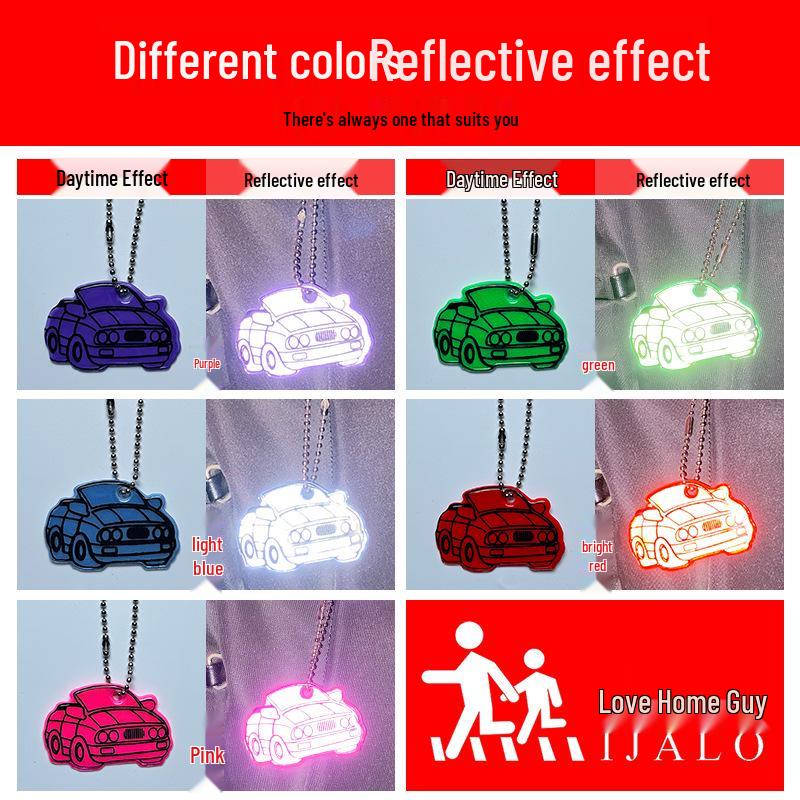 Kreskówkowy Samochód Odblaskowy Wisiorek Brelok do Plecaków Szkolnych dla Uczniów