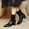 High-heeled Short Boots Women's Spring and Autumn Single Boots 2025 New Small Square Head Thick Heel Thin Boots Brown French Medium Boots