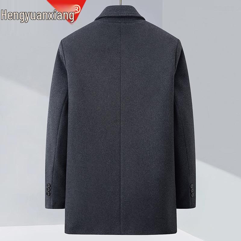 Hengyuanxiang Men's Detachable Down Liner Wool Suit Set - 2025 Fall/Winter Casual Thickened Jacket for Middle-Aged Men