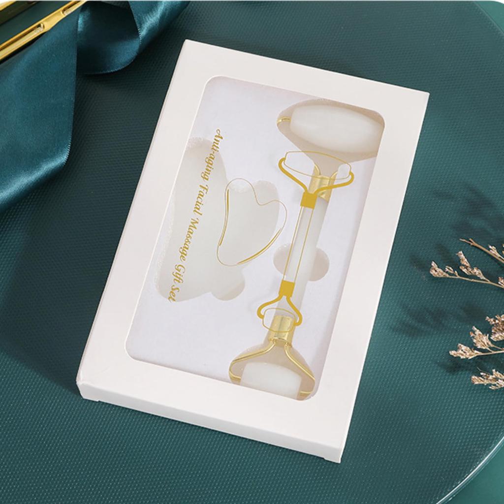 Facial Roller Gua Sha Set, White, Massage, Beauty, Relaxation, Special Care, Boxed
