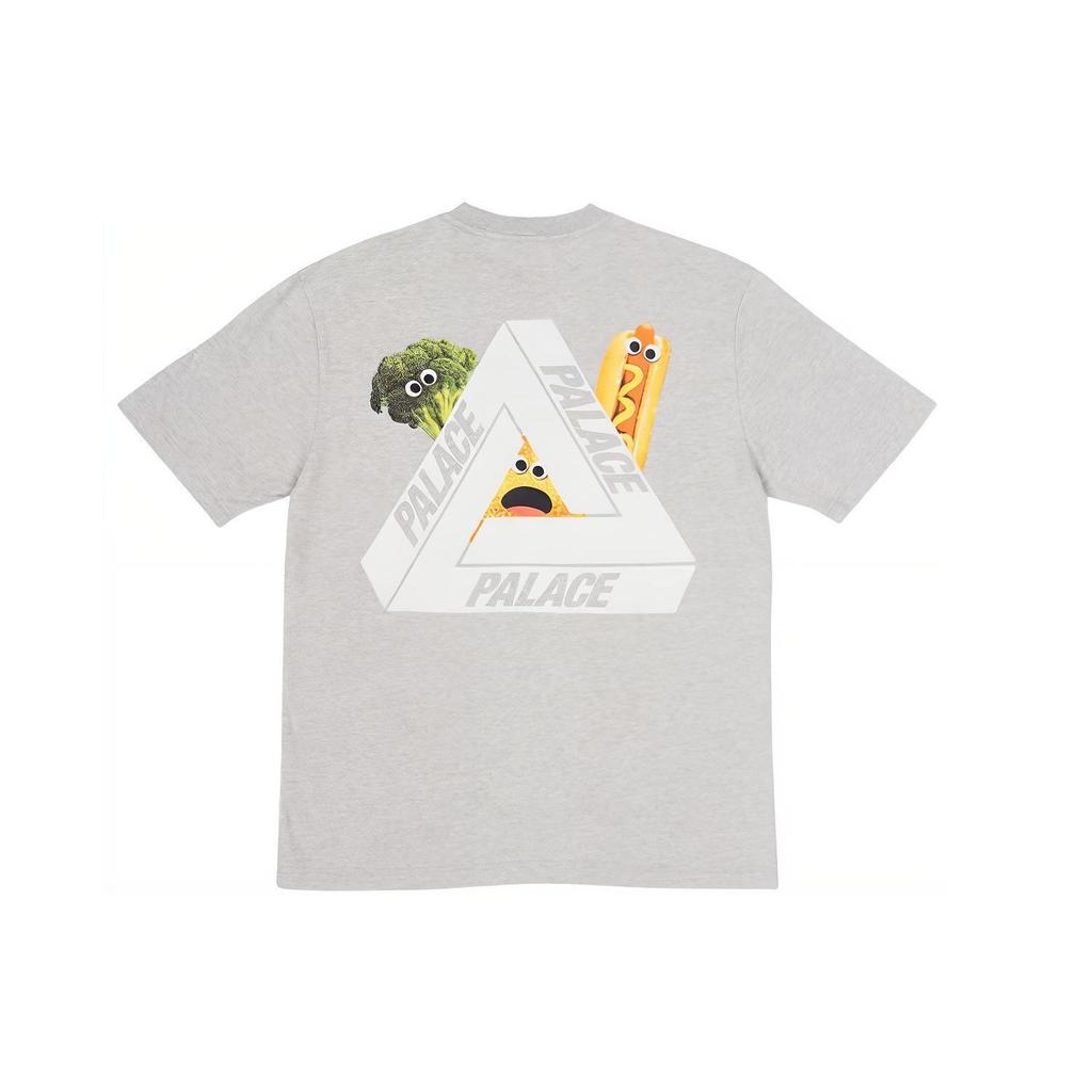 Palace Vegetable Cartoon Print Short Sleeve T-Shirt Unisex Tops Grey-Marl P12TS019