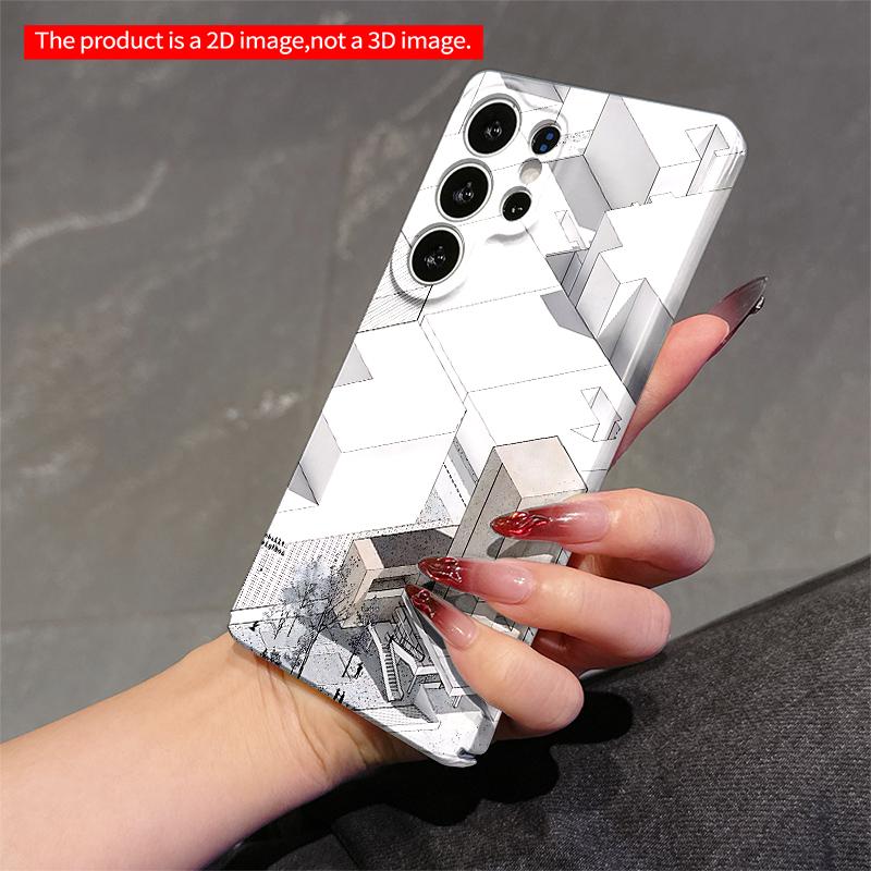 2DFlat Samsung Phone Case Isometric Urban Architecture Phone Case Applicable To Galaxy S22 S23 S24 S25ULTRA S26 A12 A13 A14 A15 A16