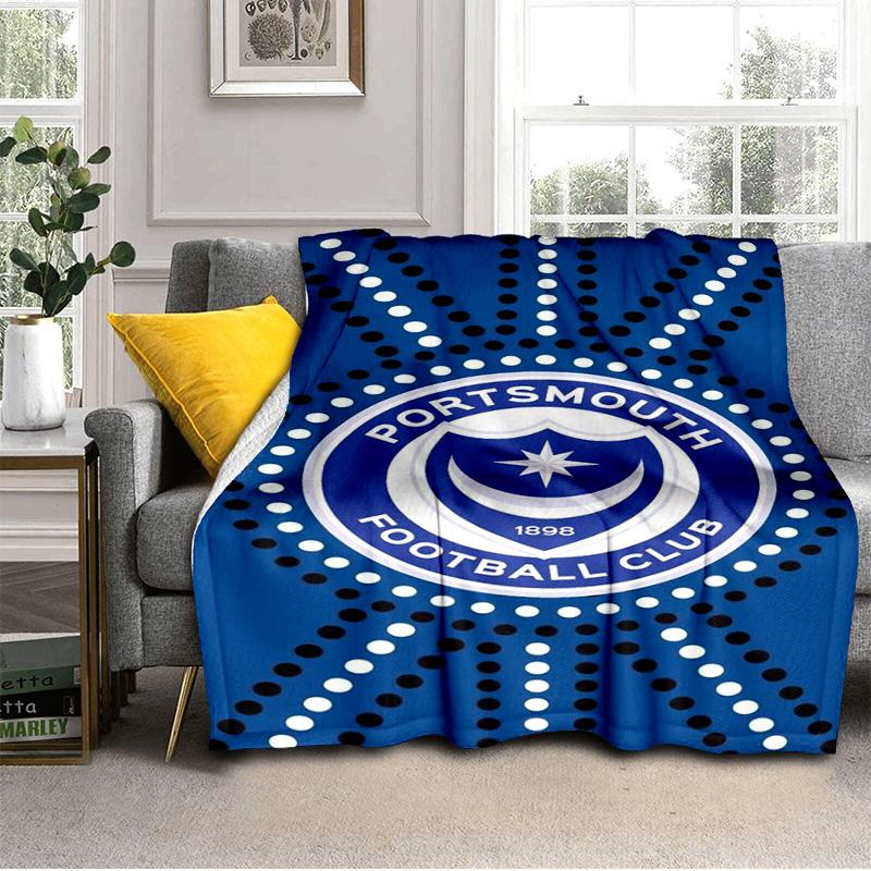 Ports-mouth Fc Anniversary Printed Throws Blanket Soft Flannel Blankets for Couch Bed Gifts for Men Women Picnic blanket Christmas gifts