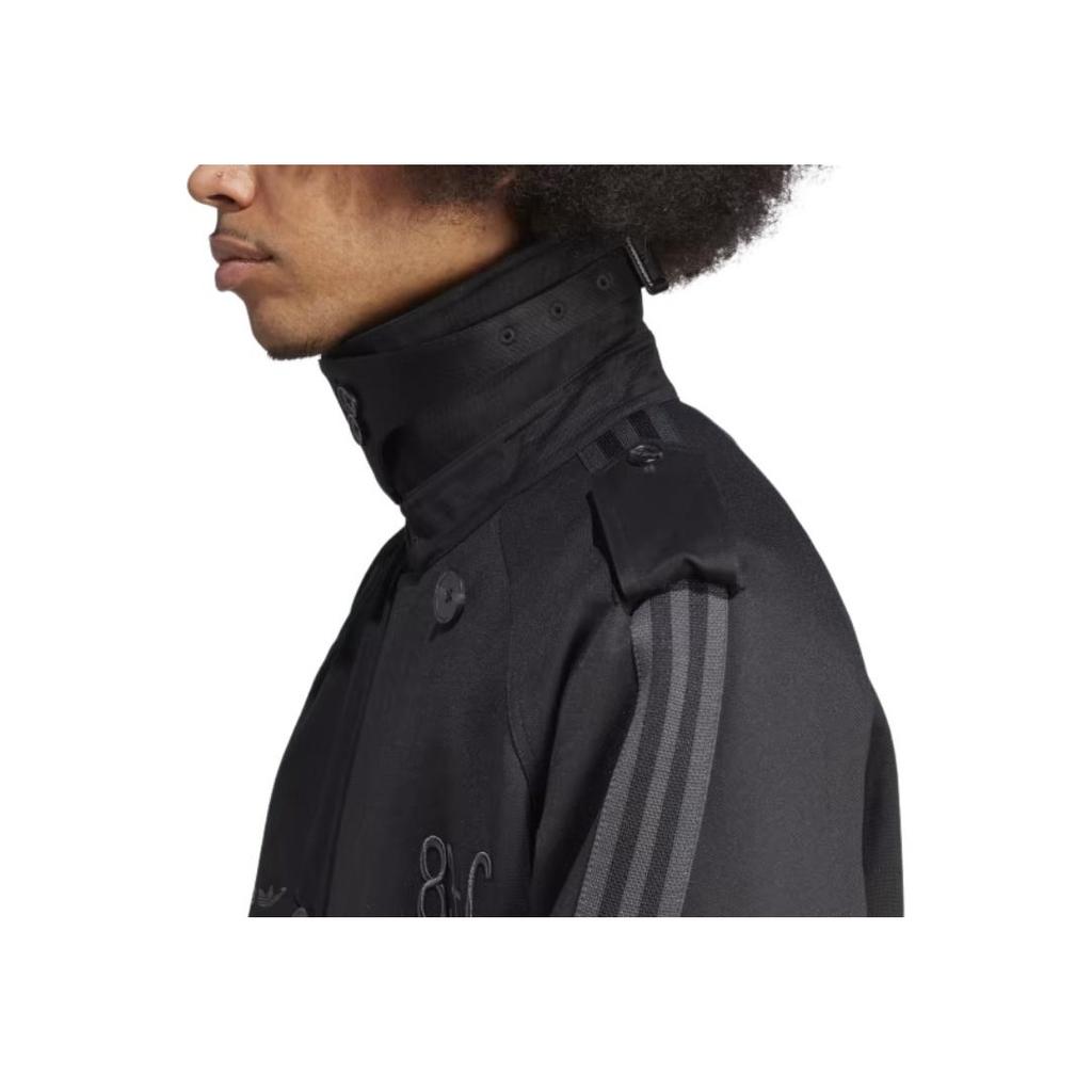 adidas Originals Blue Version 83-C Double-Breasted Belted Long Coat Men Outerwear Black IA2465