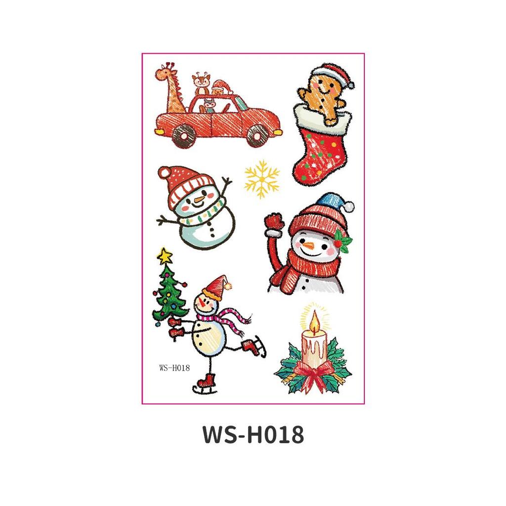 Children's Waterproof Christmas Cartoon Tattoo and Window Stickers for Parties