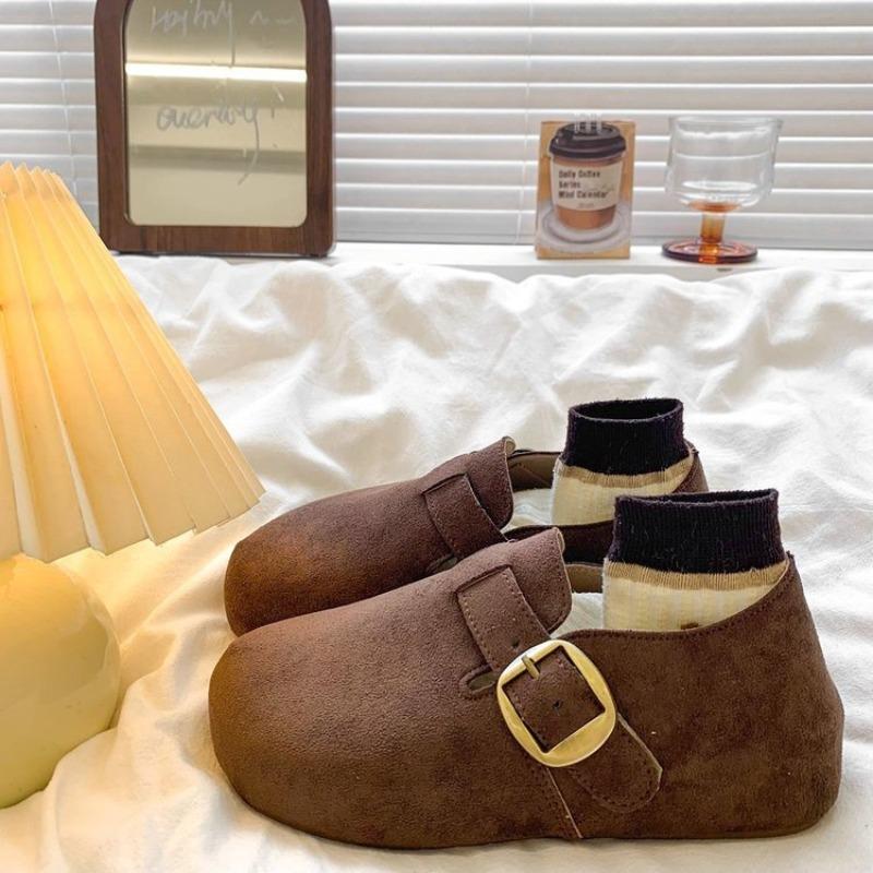 

Ретро женские осенние повседневные туфли на толстой подошве с металлической пряжкой, полностью закрывающие ногу, из матовой кожи, с внутренней платформой, увеличивающей рост 40 кофейный