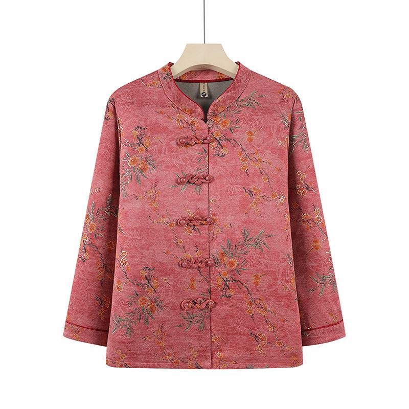 

Spring & Autumn Women s Lightweight Jacket - Casual Long Sleeve Shirt for Middle-Aged & Elderly 2XL (suggests 105-120 jin) красный