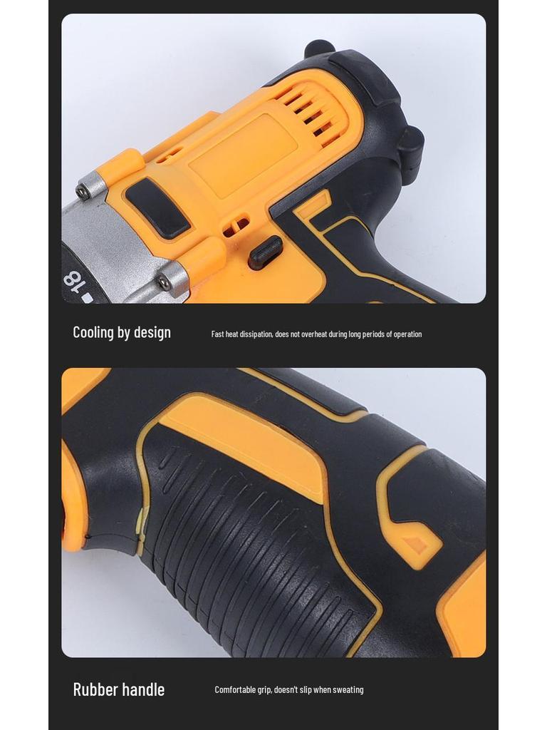 21V Rechargeable Brushless Lithium-Ion Impact Drill - High Power Handheld Tool for Home Use