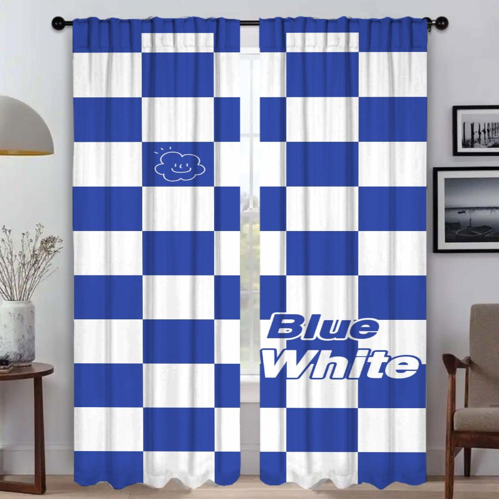 

Checkerboard Tulle for Bedroom Partition Window Curtain for Room 2 Panel Curtains Child Room Home Interior Curtains Shades W50xH70cmx2pcs-CL