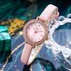 High-value Round Fashion Atmosphere Diamond-encrusted Waterproof Quartz Watch Simple Leather Business Rose Gold