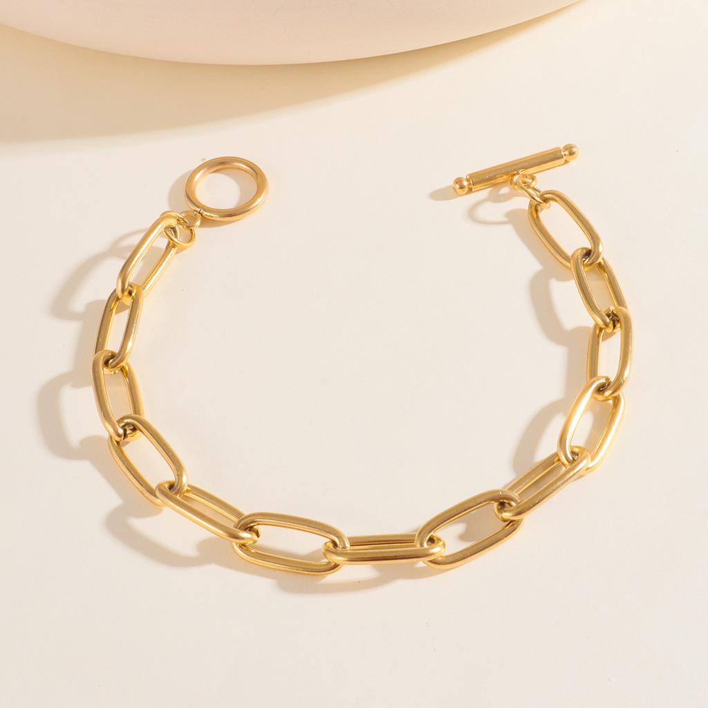Vintage 18K Gold Plated Stainless Steel Cuban Chain Bracelets for Women Charm Bracelets Waterproof Tarnish Free Jewelry